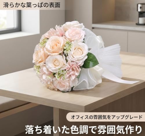 Stewlt 花嫁用ウェディングブーケ シャンパン 人工バラ フラワーデコレーション ブライズメイド ホールディングフラワー ウェディング バレンタインデー パーティー プロム デコレーション (ブルー) [並行輸入品] [4]