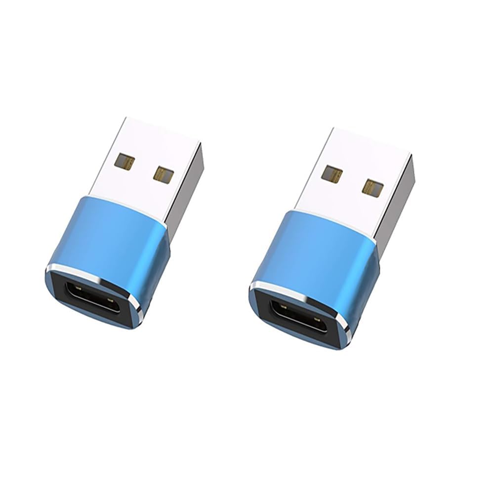etzin usb 3.1 type c usb c [2 pack] female to usb male adapter usb-c female to usb male, usb type c female to usb otg adapter data transfer adapt etc. (pack-of-2, aqua blue)