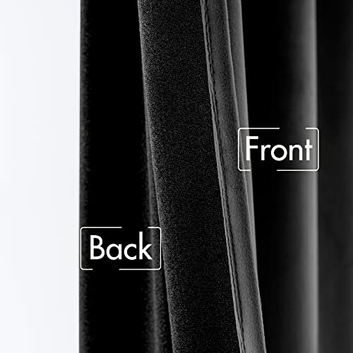 Image of MIULEE Black Velvet Curtains 52x90 inches 2 Panels Luxury Blackout Curtains | Thermal Insulated, Super Soft Window Drapes for Bedroom Living Room, Rod Pocket & Back Tab, Halloween Decor