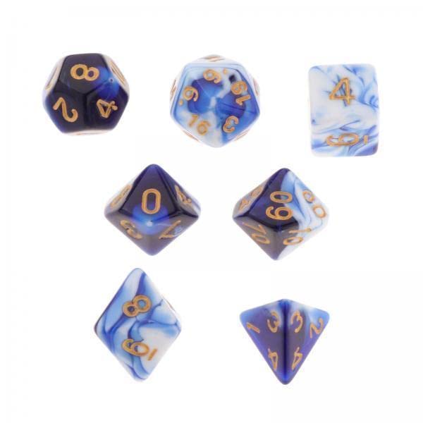Toy 5xPolyhedral Dice Board Games Double-Colors Family Games for DND RPG White Dark Blue Accessories & Dice-image-26