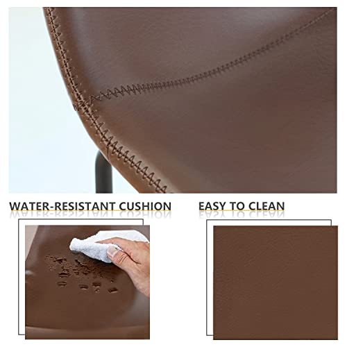 Tavr Furniture Counter Stools Set Of 2, 24 Inch Counter Height Bar Stools, Faux Leather Counter Stools With Metal Legs & Soft Backrest, Armless Dining Chairs For Kitchen Island Pub Coffee Shop, Brown #TOP4