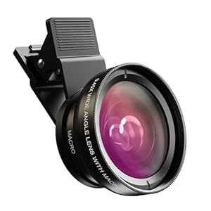 2 in 1 Phone Camera Lens Kit for iPhone and Android, 12.5X Macro Lens and 0.45X Wide Angle Lens Phone Lens Attachment with Travel Bag