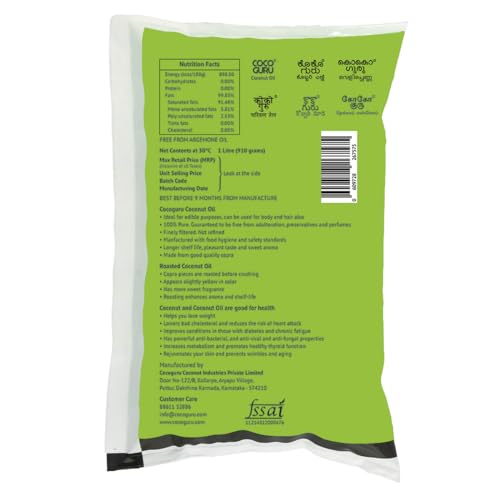 Cocoguru High Grade Coconut Cooking Oil - Pouch 1 Litre