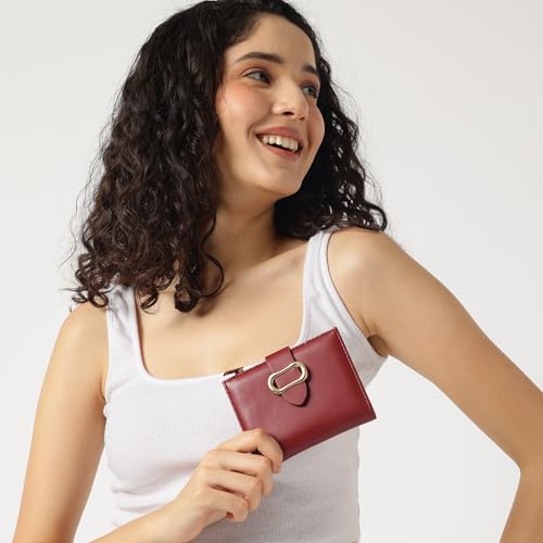 Image of Fastrack Women's Buckle Flap Two-Fold Wallet | Multiple Card Slots, Cash Slots, Zip Coin Pocket, Buckle Design Flap | Stylish & Secure | 6 Months Warranty