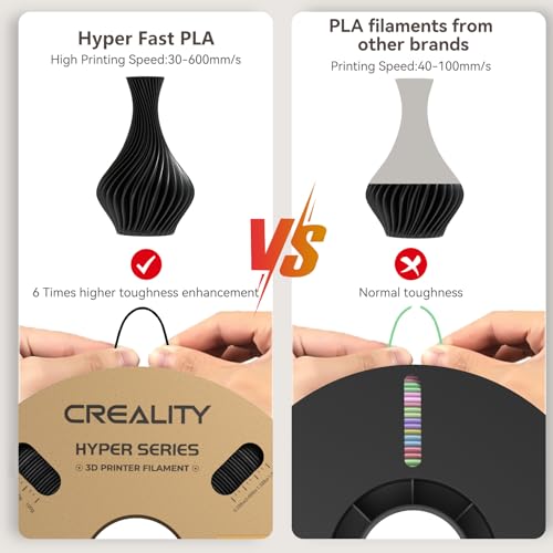 Image of Creality Hyper PLA Filament 1.75mm, 3D Printer PLA Filament 600mm /s High-Printing Speed 1kg(2.2lbs) Design for Creality K1, K1C, K1 Max, Ender 3 V3 SE /KE /Plus 3D Printers (Black)