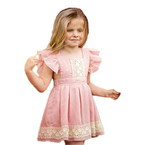 Colorful Childhood Baby Girls Dress Toddler Girls Flare Lace Trim Princess Party Dress (5-6T, Light Pink)