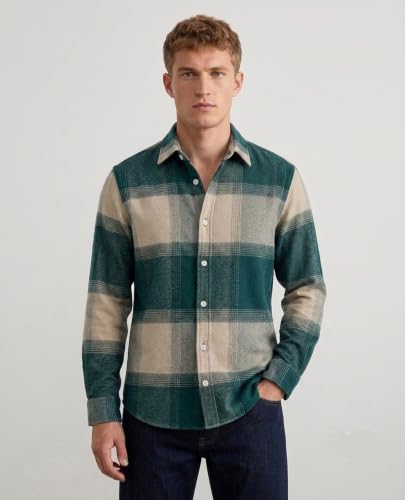 Image of DEEMOON Men's Premium Cotton Blend Printed Checkered Shirt | Full Sleeve Plaid Casual Button-Down Shirt | Soft & Comfortable Regular Fit | Office, Travel & Everyday Wear | (Plus