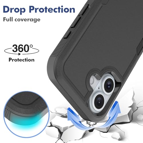 BREPRIO Heavy‑Duty Rugged Anti‑Drop Shockproof Protective Phone Case for iPhone 16, Durable Protective Shell, Black - image 4