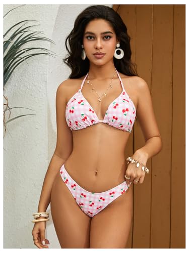 Image of RoseSeek Women's 4 Piece Polka Dots Bathing Suits Cover Up Skirt & Bandana
