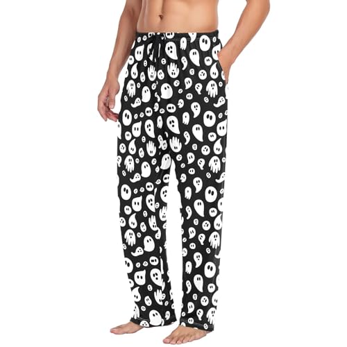 White Spirits Men's Cotton Pajama Pants with Pockets and Drawstring Comfortable and Stylish,S4