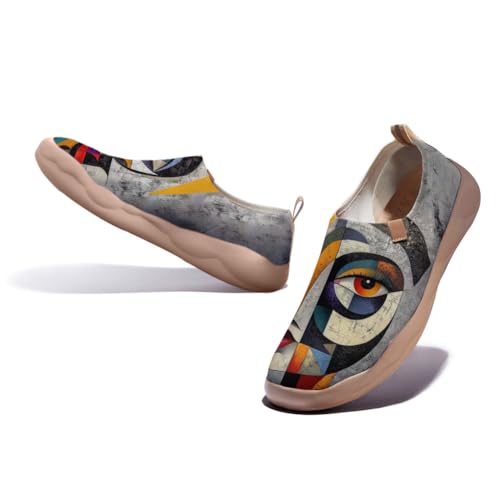 Women's knitted art slip-on casual shoes with vibrant floral pattern, lightweight and comfortable travel shoes3