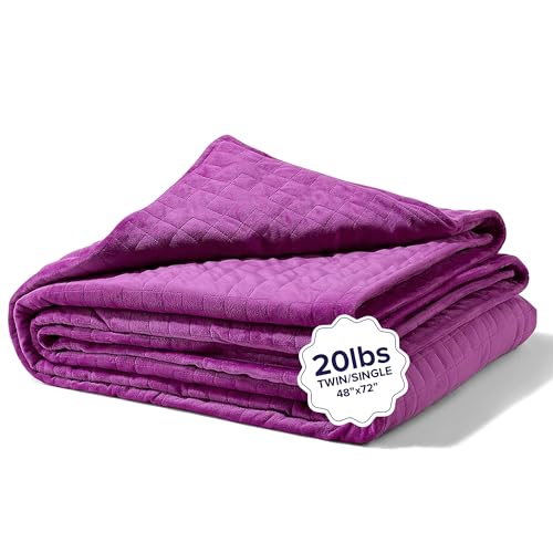 Gravity Blankets Weighted Blanket for Adults, 20 lbs Plum, 48' x 72' Twin/Single, The Original...