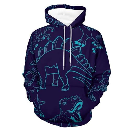Sweat à capuche dinosaure avec grande poche pull ample manche longue vêtement mixte S