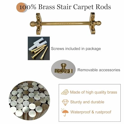 Barres d'escalier en laiton pour tapis et tiges de support de marche - 5