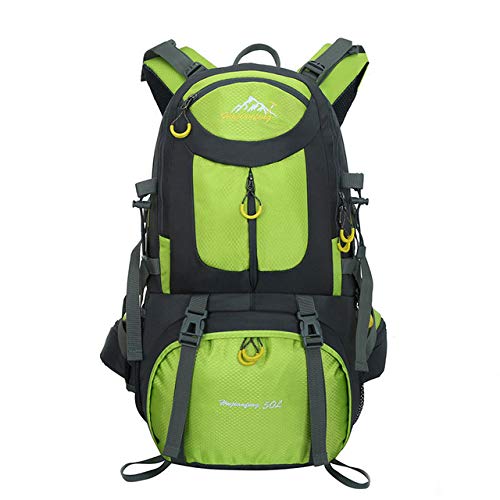 BAIYI Bergsteiger-Rucksack 50L Rucksack Wasserdichter Rucksack Männer Outdoor Camping Rucksack Fitness Tasche Reisetag Damen Große Sporttasche,Green