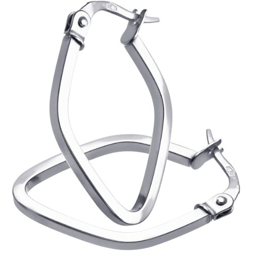 Preisvergleich Produktbild Citerna Damen-Ohrringe Creolen 9 Karat drachenförmige, quadratisch verrohrte 375 Weißgold rhodiniert 2, 2 cm SIL1402W