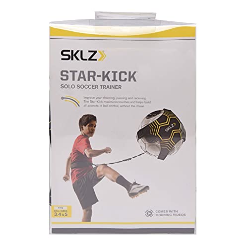 SKLZ Star-Kick Hands-Free Adjustable Solo Soccer Trainer - Fits Ball Sizes 3, 4, and 5 (Black)