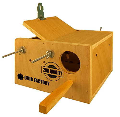 Image of CRIBFACTORY African Love Bird Breeding Box | Wooden Nesting Box for Birds | ISI-Grade Plywood | 10X6X6 INCH | Safe Non-Toxic | Easy to Mount | Aviary Nesting Box | Bird Breeding Nest