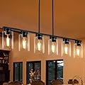 Kwpcvz Dining Room Light Fixture Island Lights for Kitchen 6-Light Kitchen Island Lights Farmhouse Dining Room Light Black Linear Chandelier Pendant Lights Kitchen Island