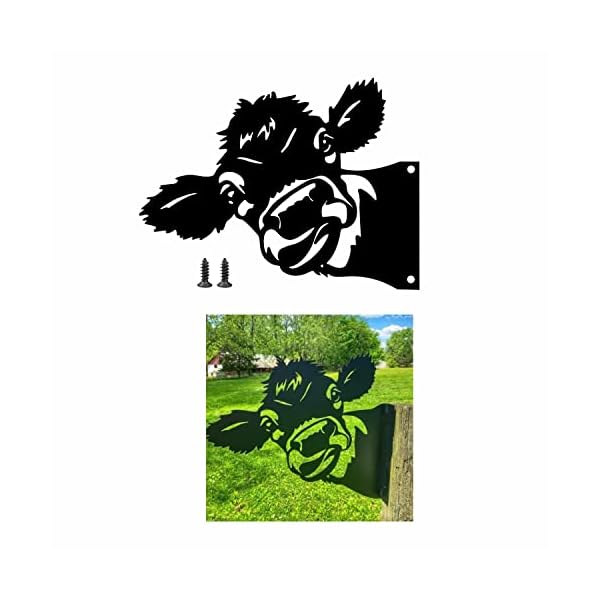 Peeping cow metal art farm garden decor garden fence decoration outdoor decoration for farmhouseyardlawn  urban country home decor
