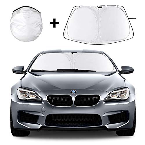 Car Windshield Sun Shade, Foldable Car Sun Shade with Storage Bag, 210T Reflective Polyester Material Can Block Up to 99% of Harmful UV Rays and Heat Accumulation, Universal Type Car Sun Shade