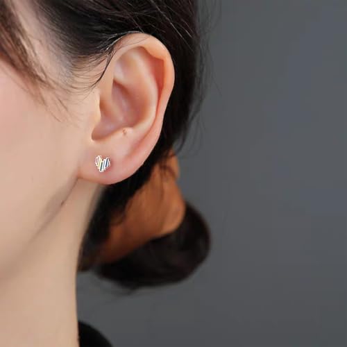 SLUYNZ 925 Sterling Silver Colored Love Heart Earrings Studs for Women Teens Rainbow Heart Stud Earrings4