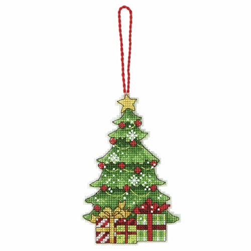 Image of Dimensions Counted Cross Stitch Christmas Tree Ornament Kit, 3'' W x 4.75'' H
