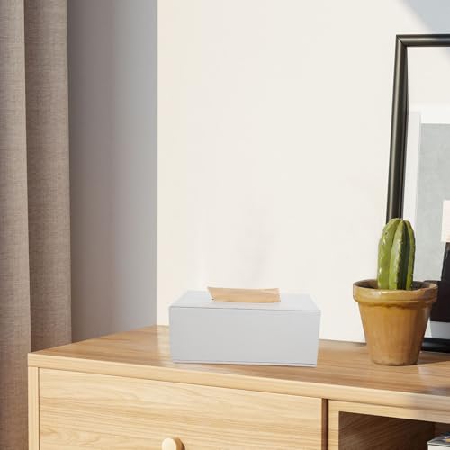 Dispensador de servilletas rectangular GALPADA de cuero blanco para evitar desorden en mesas 7