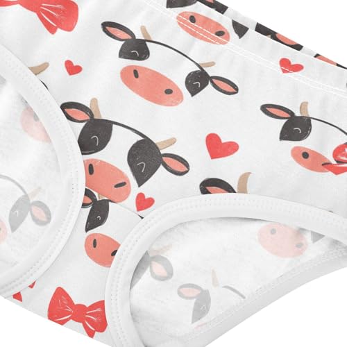 Wusikd Cute Cow Girls' Underwear Cotton Faces Hearts Girls Briefs Soft Toddler Underwear 2T4