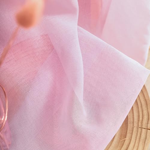Image of MYSTIC-HOME Sheer Curtains Pink 95 Inches Long, 108 Inch Width Window Treatments Rod Pocket Drapes for Living Room, Bedroom, Semi Extra Wide Sheer Curtains for Patio, Villa, 108 inchx 95 inch, 2 Panels
