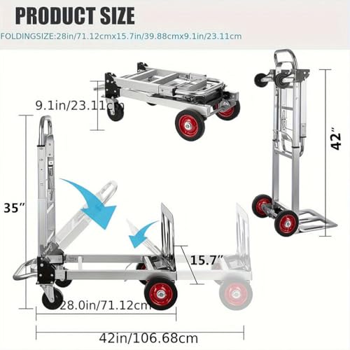 Carretilla de aluminio resistente con ruedas de goma miniatura 3
