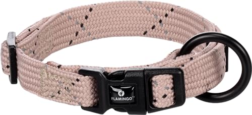 Hundehalsband – Puppy Dolly Taupe XS 20–35cm – verstellbar – reflektierend – Nylon – für Welpen – Flamingo