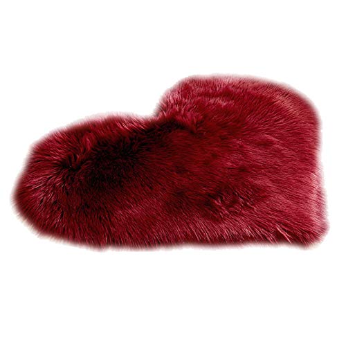 HotYou Laine Imitation Tapis Fausse Fourrure Tapis Chambre à Coucher Tapis Shaggy Antidérapant,Vin Rouge,30 * 40CM Cover
