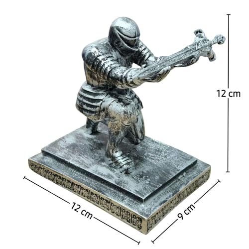 Image of ARNAVIRA Silver Antique Finish Warrior Knight Pen Holder /Soldier Pen Holder Pen Stand, Paperweight For office Table Desk, Table Top Pen Stand (Pen Not Included) (Silver Antique, The Knight /Soldier)