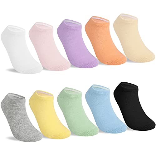 Auranso Sneaker Socken Kinder (10 Paar) Baumwolle Kindersocken für Mädchen Jungen 7-9 Jahre Mehrfarbig Cover