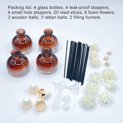 Set de 4 frascos difusores de vidrio recargables 100ml miniatura 3