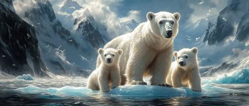 Peinture Diamant Adulte Débutant Ours Blanc - Kit Point de Croix Strass 50x100cm