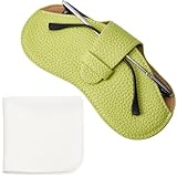 CREATCABIN Estuche Suave para Gafas de Sol, Delgado, de Cuero, Portátil, Ligero, con Funda para Gafas, con Paño de Limpieza, para Mujeres, Hombres, Viajes, Vacaciones, Amarillo Y 17.5 x 8.7cm