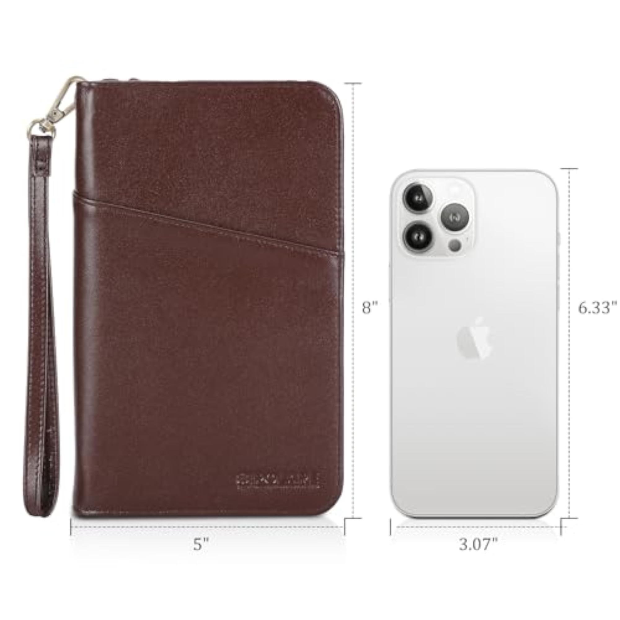 Full Grain Leather Passport Holder Cover Case, Brown