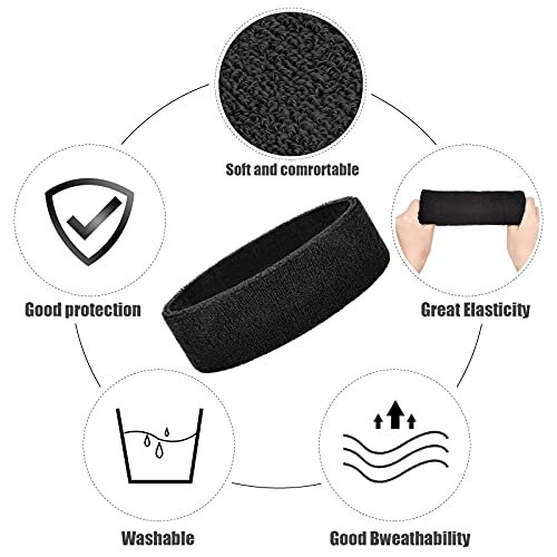Image of Bememo 12 Pcs Sweatbands Sport Headbands for Men & Women Basketball Headband Sport Competitions Sweat Headbands Running Terry Cloth Moisture Wicking for Yoga,Tennis,Gym,Exercise