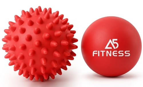Massage Ball Red Lacrosse and Spiky Balls Perfect for Yoga Rehab Deep Tissue & Trigger Point Massage Myofascial Release Plantar Fasciitis - Sore Muscle Recovery and Overall Body Relaxation