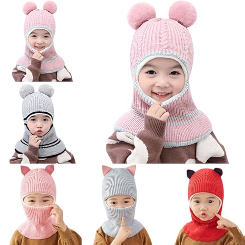 Cozy Kids Beanie Hat With Cute Ear Or Pompom Design, Windproof Full Knit Cap For Outdoor Cold Weather Wear4