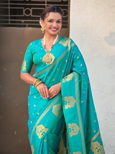 Image of SGF11 Women's Kanjivaram Pure Soft Silk Saree With Unstitched Blouse Piece