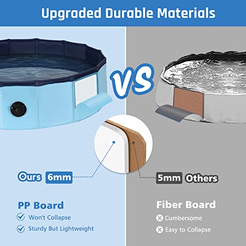 Anoak Foldable Dog Pool, Plastic Pool For Dogs Portable Swimming Pool For Dogs, Pet Pool Bathing Tub For Dogs Cats With Brush, Storage Bag, Repair Patch And Glue #TOP2