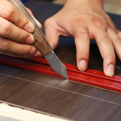Image of RUITOOL Marking Knife, Woodworking Scribing Knife with Leather Sheath, High Carbon Steel Double Beveled Blade Striking Knifes with Wooden Handle, Premium Quality Wood Scribe Tool for Carving