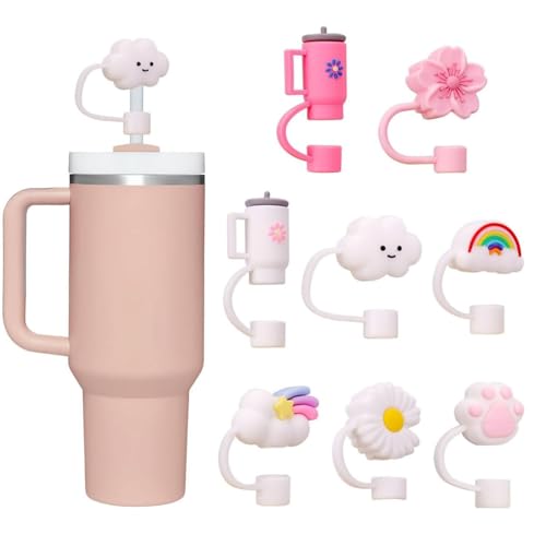 8pcs 10mm Dust-Proof Silicone Straw Covers Reusable Toppers for Stanley Cup Fits 40/30 Oz Tumblers Ideal Stanley Cup Accessories Protects Straws from Dirt and Debris