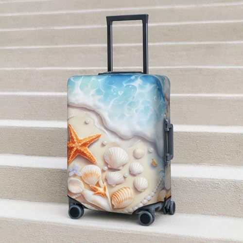 Beach Seashell Starfish Suitcase Cover Fashion Luggage Covers Anti-Scratch Elastic Lightweight Protector For Travel Outdoor Large3
