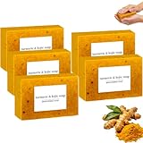 ターメリック石鹸 レモンターメリック石鹸バー【2026新型-5個入】天然植物エキス配合 ハンドメイド固形石鹸 オイルコントロール&角質ケア 洗顔&全身ボディ用 男女兼用 (5)