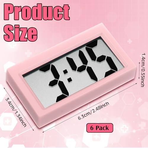 Image of Frienda 3 Pieces Mini Digital Clock Small Digital Clock Stick on Battery Operated Self Adhesive Bracket for Car Dashboard Fridge (White,Black,Pink)