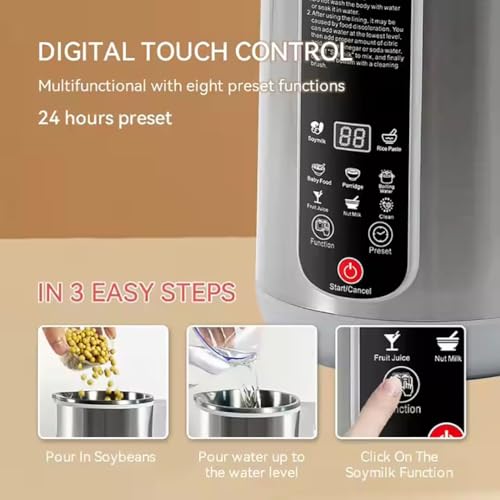 Produttore di Latte di Noci - Produttore di Latte di Soia da 1,2L con 20 Lame, Timer 24 Ore e Funzione di Auto-Pulizia per Latte di Avena e Soia Fatto in Casa
